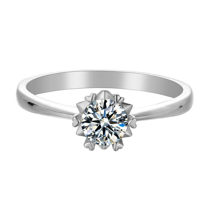 Hearts & Arrows Solitaire 0.5 Carat Moissanite Ring set in Platinum Plated 925 Silver (GRA) Capella Jewellery