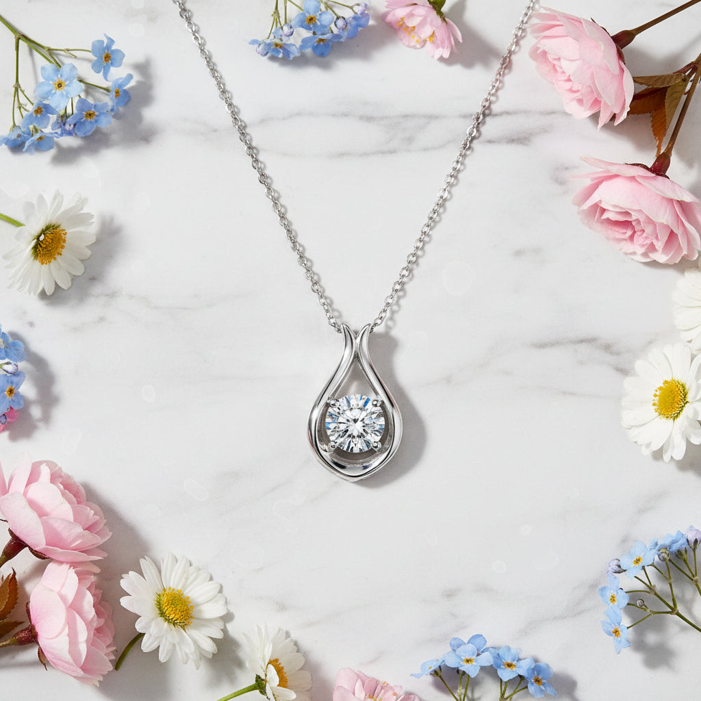Italian Water Drop 2 Carat Moissanite Diamond Pendant set in 18K Gold Plated 925 Silver (GRA)