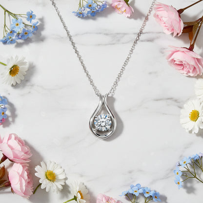 Italian Water Drop 2 Carat Moissanite Pendant set in 18K White Gold Plated 925 Silver (GRA) Capella Jewellery