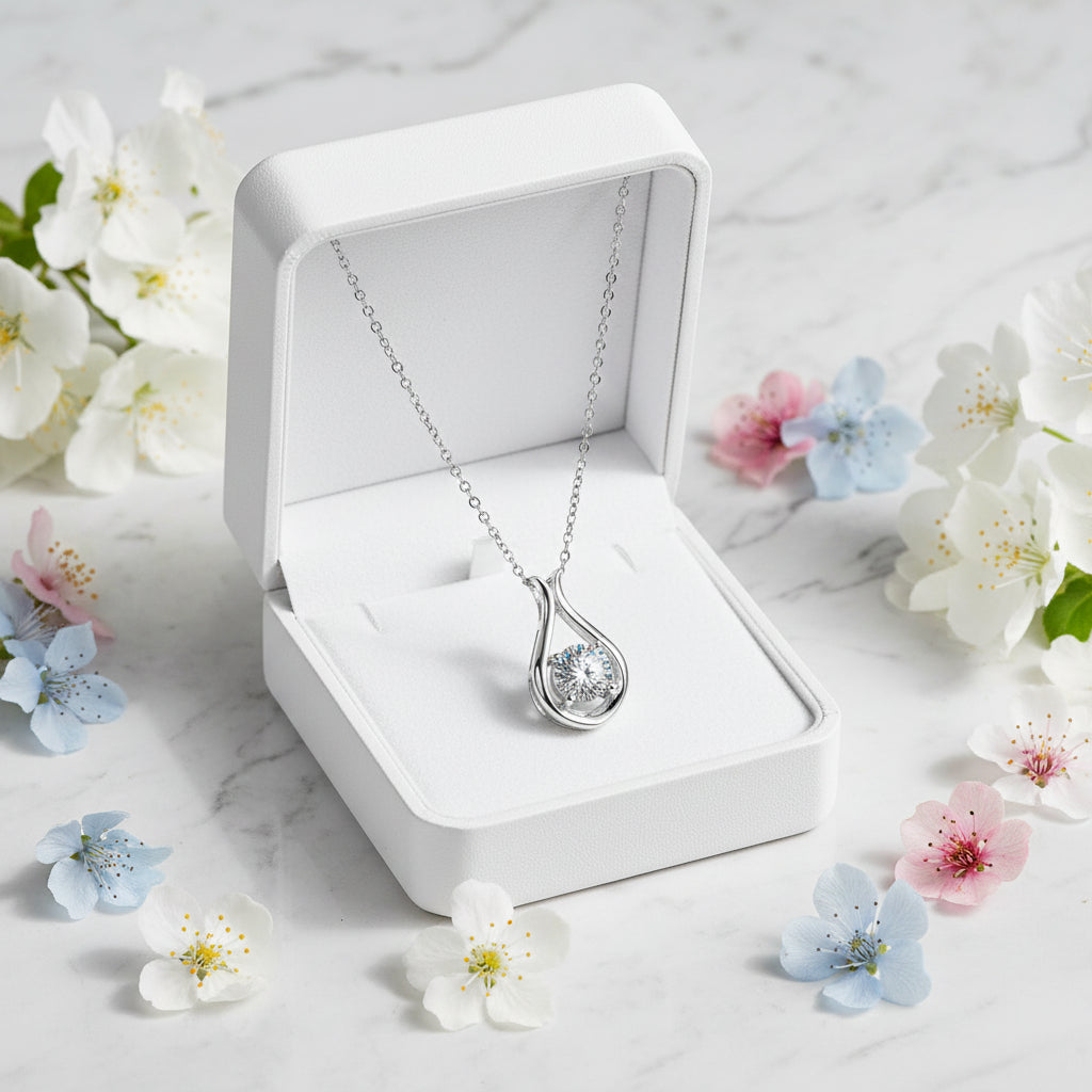 Italian Water Drop 2 Carat Moissanite Diamond Pendant set in 18K Gold Plated 925 Silver (GRA)