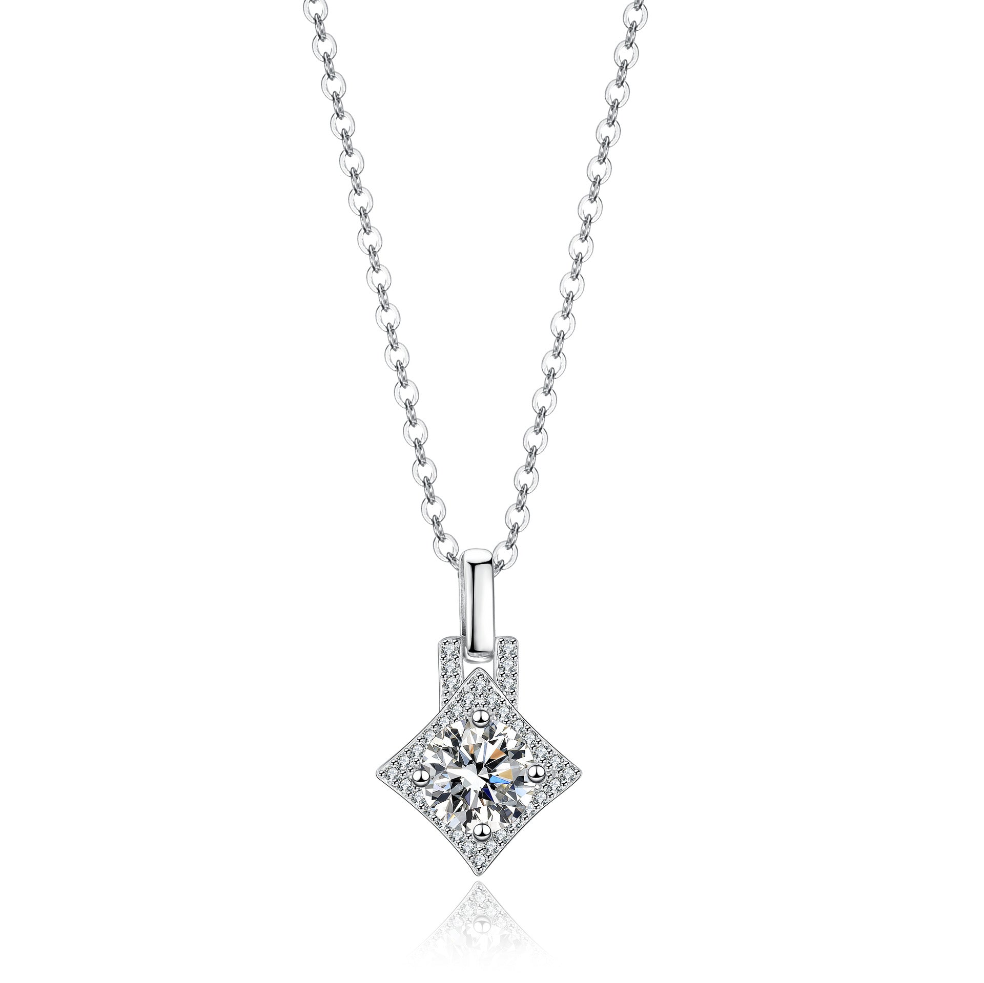 Korean Inspired Design 1 Carat Inlaid Moissanite Diamond Pendant set in 925 Sterling Silver (GRA)
