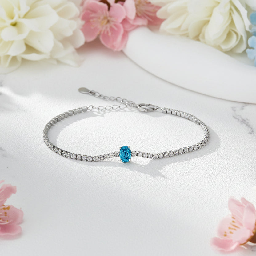Elegant Tennis Bracelet Pave Natural Zircon set in 18K White Gold 925 Sterling Silver