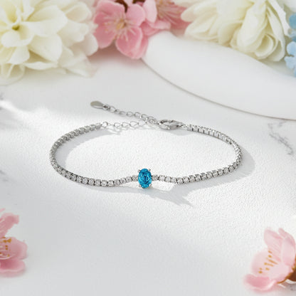 Elegant Italian Design Tennis Bracelet Pave Inlay Natural Zircon set in 18K White Gold 925 Sterling Silver Capella Jewellery