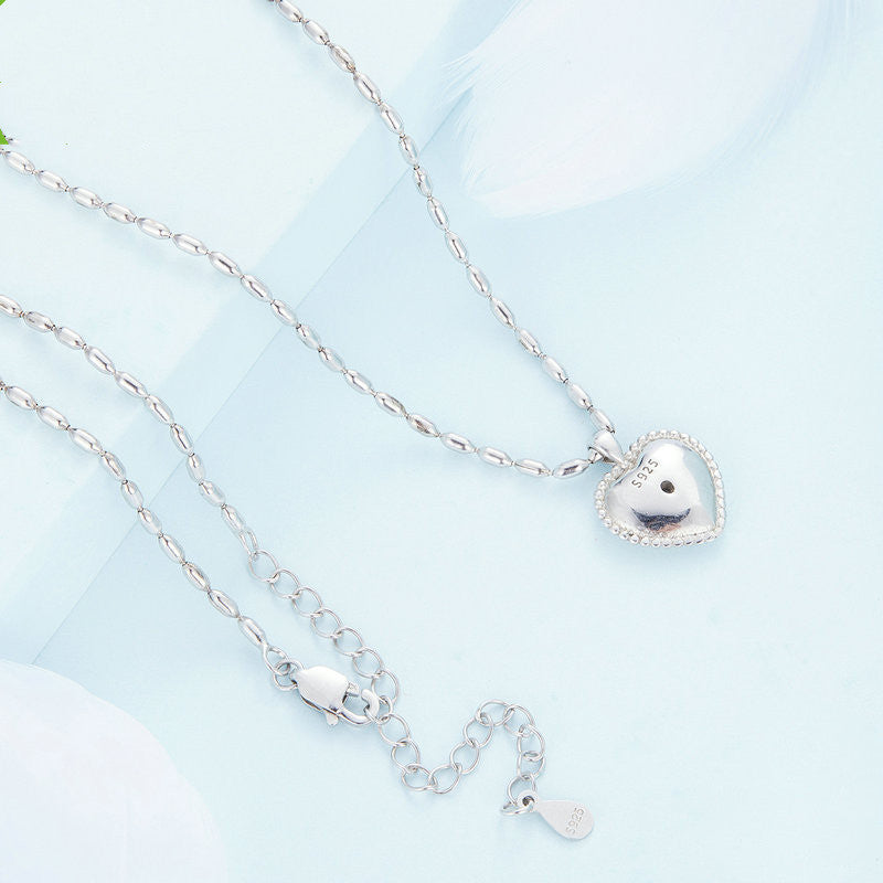 Sweet Heart Natural Zircon Crystal Pendant set in Platinum Plated 925 Sterling Silver