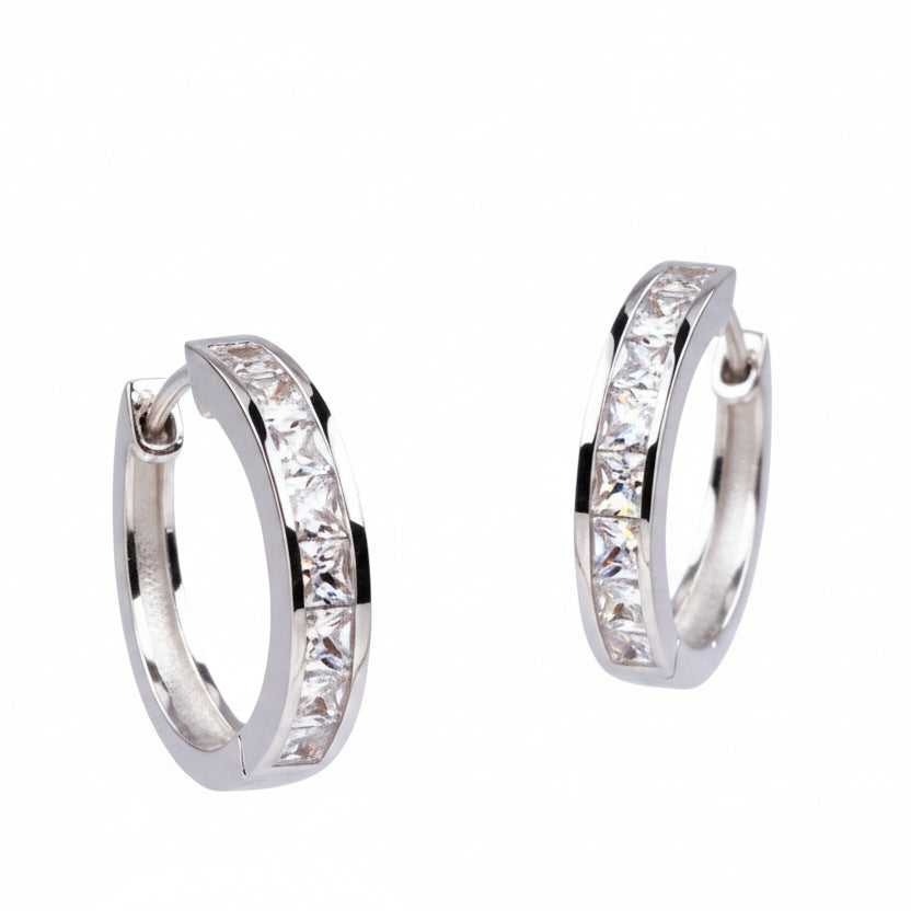 Modern Hoop Natural Zircon Gemstone Earrings set in 18K Gold Plated 925 Sterling Silver