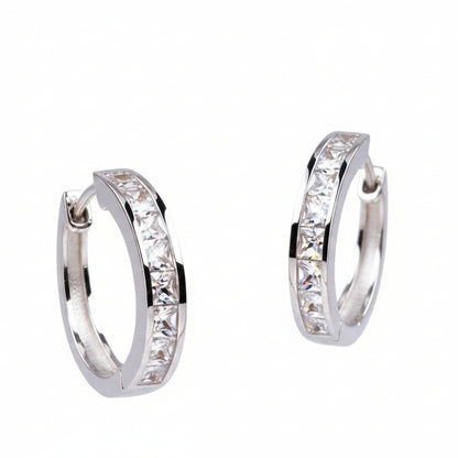 Modern Italian Inspired Hoop Natural Zircon Gemstone Earrings set in 18K Gold Plated 925 Sterling Silver Capella Jewellery