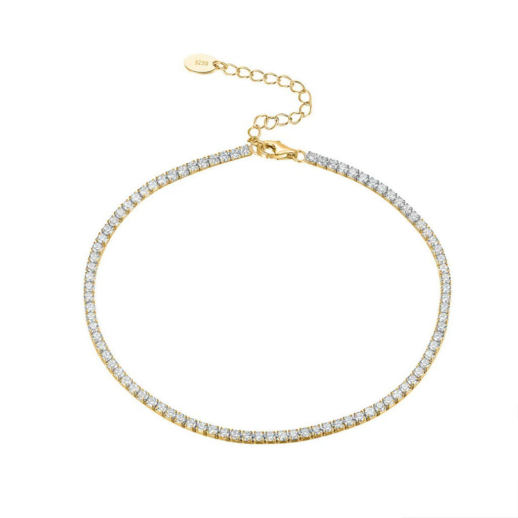 Stylish Pave Natural Zircon Gemstone Bracelet set in 18K Gold Plated 925 Sterling Silver