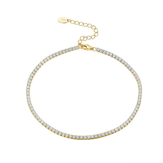 European Micro Pave Natural Zircon Gemstone Bracelet set in 18K Gold Plated 925 Sterling Silver
