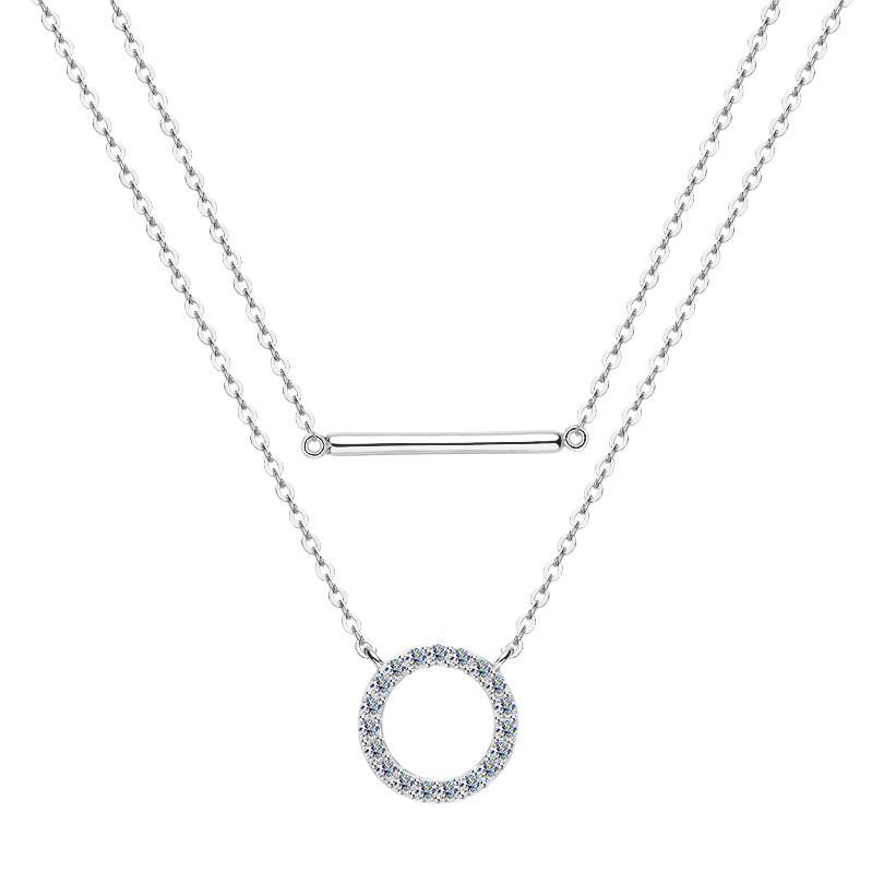 Twin Layer 0.3 Carat Moissanite Diamond Necklace set in 18K Gold Plated 925 Silver (GRA)
