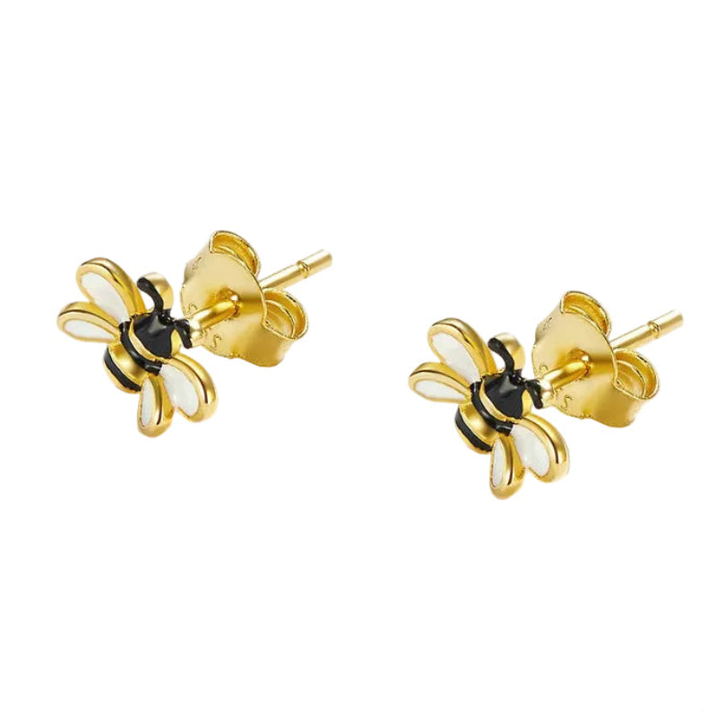 Beautiful British Niche Bumble Bee Design Earrings set in 925 Sterling Silver
