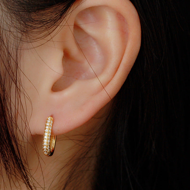 French Hoop Design Micro-Pavé Natural Zircon Gemstone Earrings set in 925 Sterling Silver
