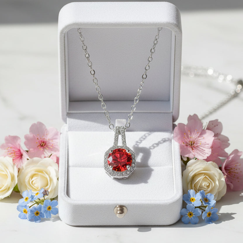 Korean Design Inlaiy 2 Carat Moissanite Diamond Pendant Necklace set in 925 Silver (GRA)