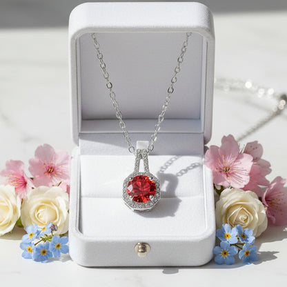 Italian Solitaire Halo Inlay 2 Carat Moissanite Necklace set in Platinum Plated 925 Silver (GRA) Capella Jewellery