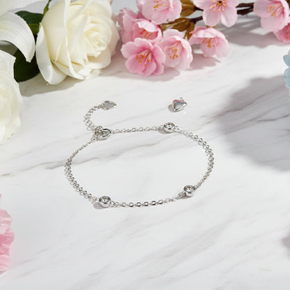 Italian Delicate Link 0.5 Carat Moissanite Bracelet set in 18K White Gold Plated 925 Silver (GRA) Capella Jewellery