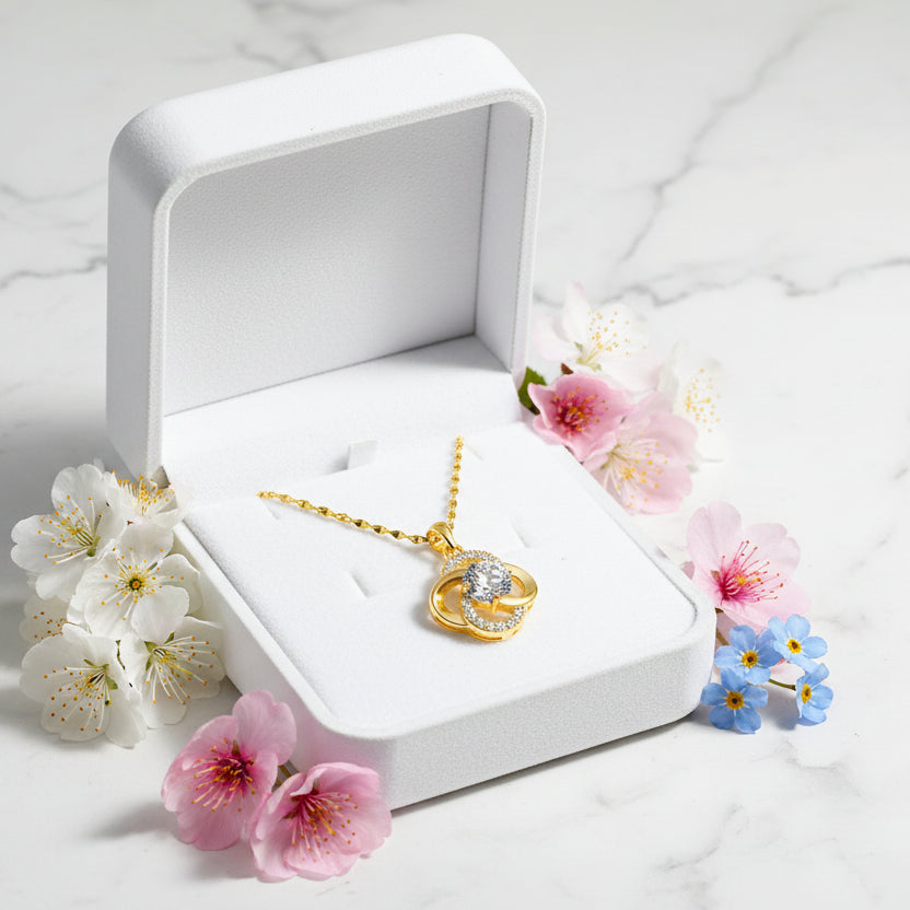 Lucky Charm 1 Carat Natural Zircon Charm Necklace set in 18K Gold plated 925 Silver