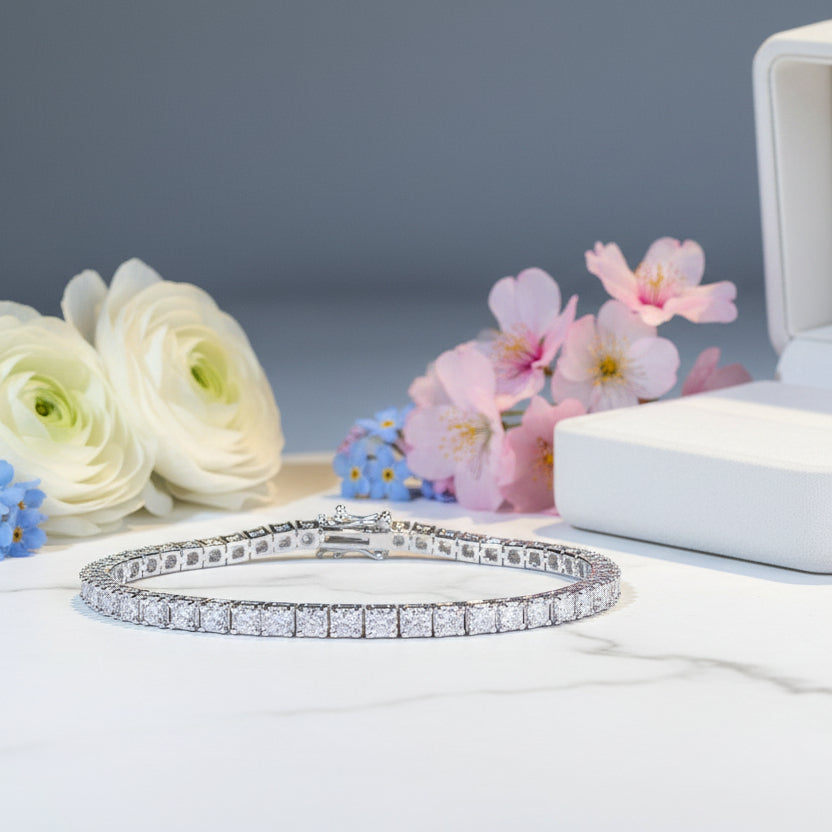Exquisite Tennis Bracelet Pave Full 1 Carat Moissanite Diamond set in 925 Silver (GRA)