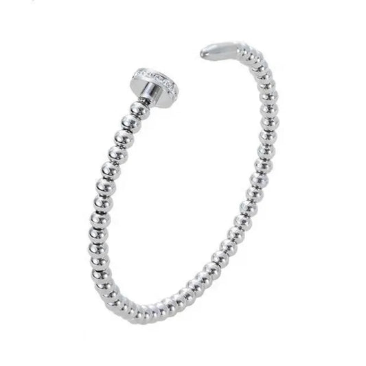 Modern Italian Twist Nail-Studded Natural Zircon Gemstone Bangle Bracelet set in 18K Gold Plating