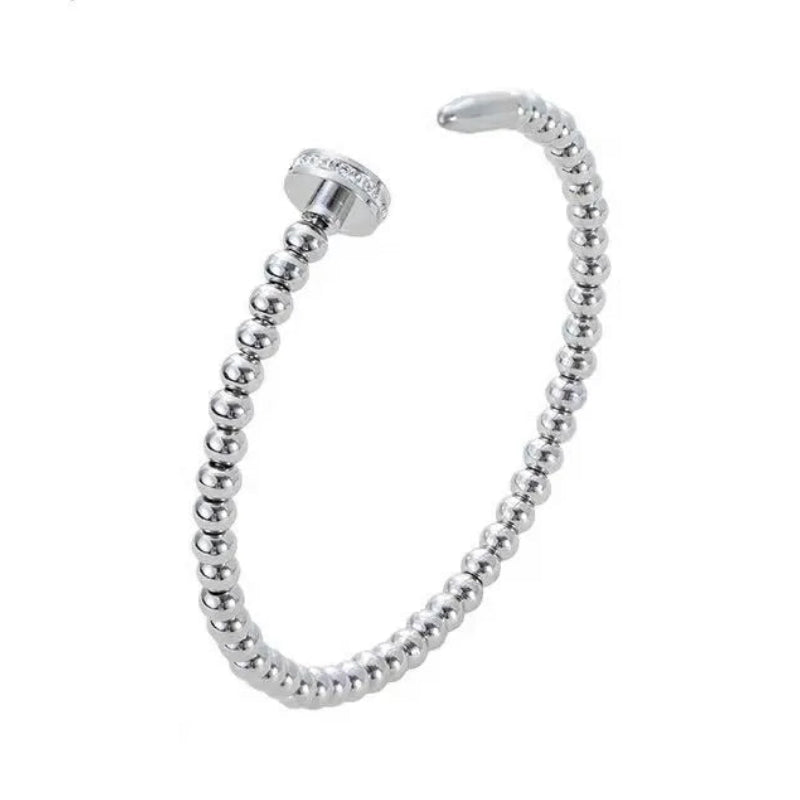Modern Italian Twist Nail-Studded Natural Zircon Gemstone Bangle Bracelet set in 18K Gold Plating Capella Jewellery