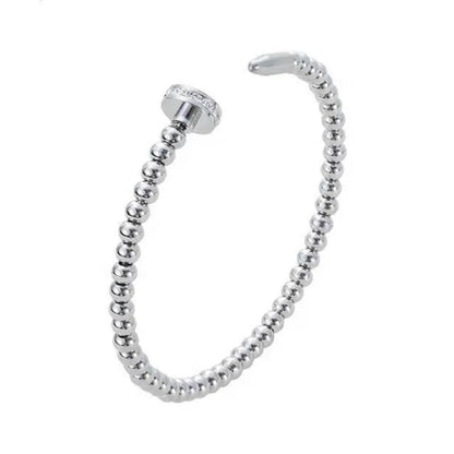 Modern Italian Twist Nail-Studded Natural Zircon Gemstone Bangle Bracelet set in 18K Gold Plating Capella Jewellery