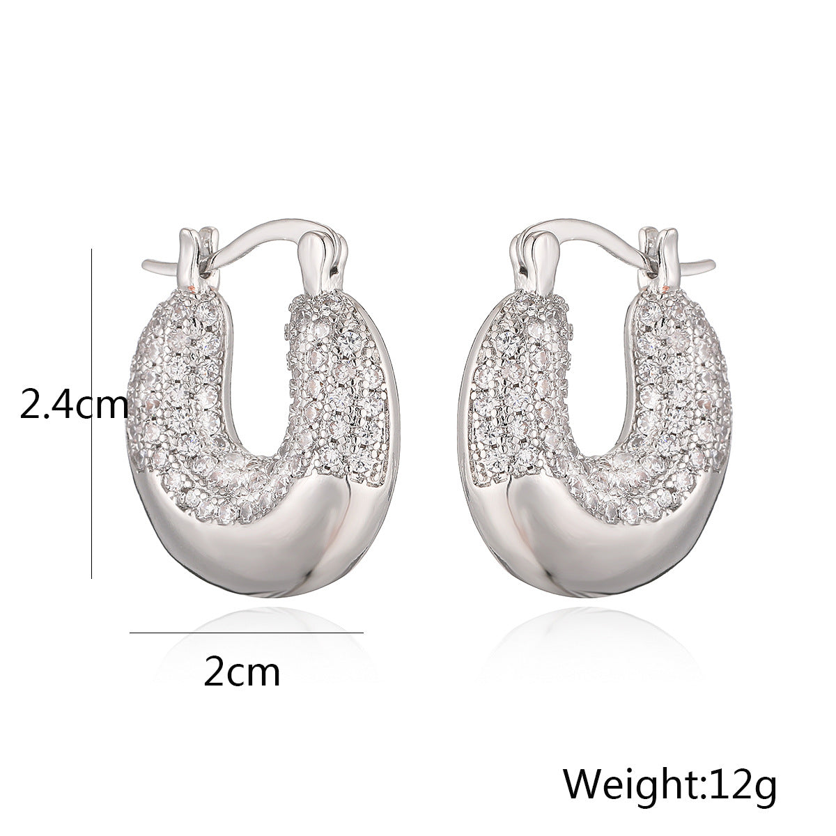 18K Gold Plated Light Luxury Zircon Geometric Earrings