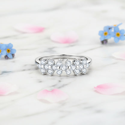 Four Leaf Clover Pavé Micro 0.6 Carat Moissanite Ring set in 18K Gold Plated 925 Silver (GRA) Capella Jewellery