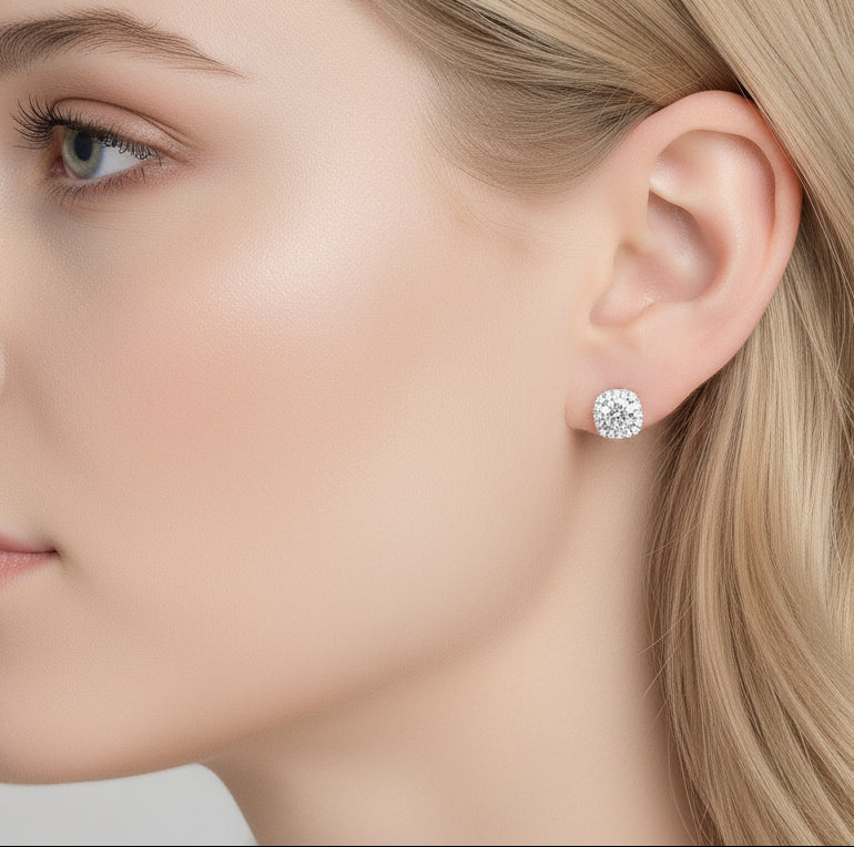 Beijing Modern Design 2 Carat Moissanite Diamond Earrings set in 925 Sterling Silver (GRA)