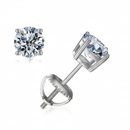 European Four-Claw 2 Carat Moissanite Earrings set in 18K White Gold Plated 925 Silver (GRA) Capella Reya main