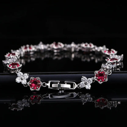 European Stars and Flowers Inlaid Natural Zircon Gemstone Bracelet set in Platinum Plating Capella Jewellery