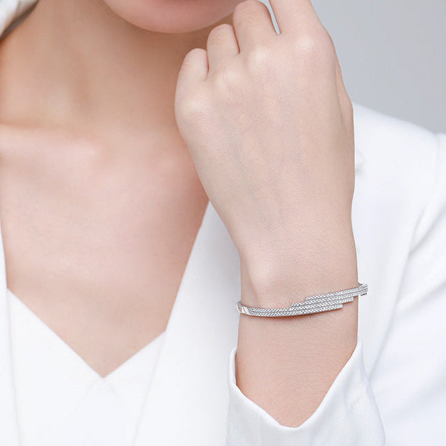 Four Row Modern Micro-Pavé Natural Zircon Gemstone Bracelet set in S925 Sterling Silver