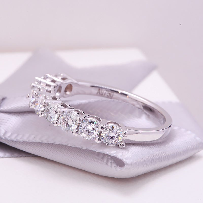 Eternity Four-Claw Row Of Nine 0.1 Carat Moissanite Diamonds set in Pure 18K White Gold Ring