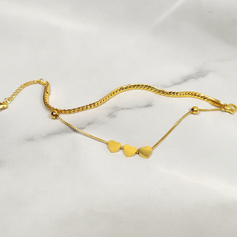 Multi-layer Winding Hand Rope Love Heart Bracelet 18K Gold Plated