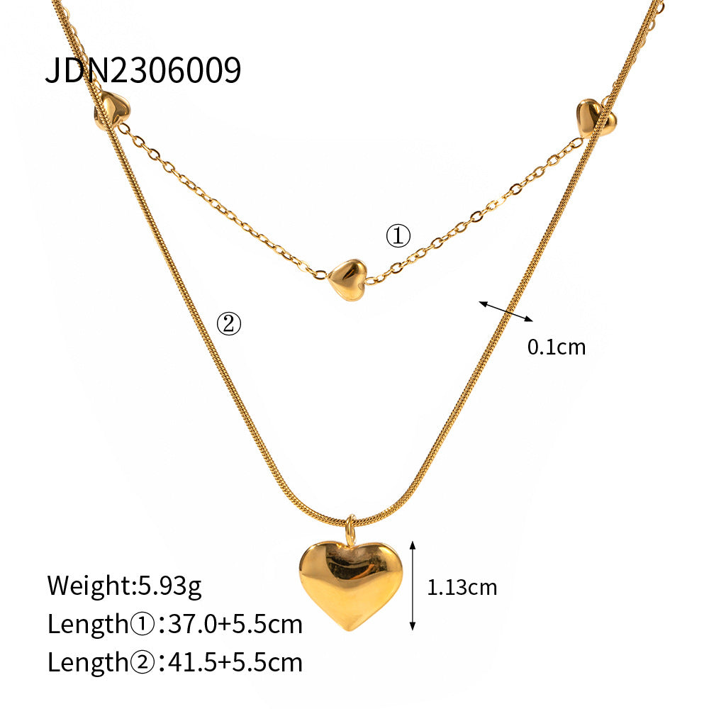 18K Gold Plated Love Double-layer and Collarbone Necklace