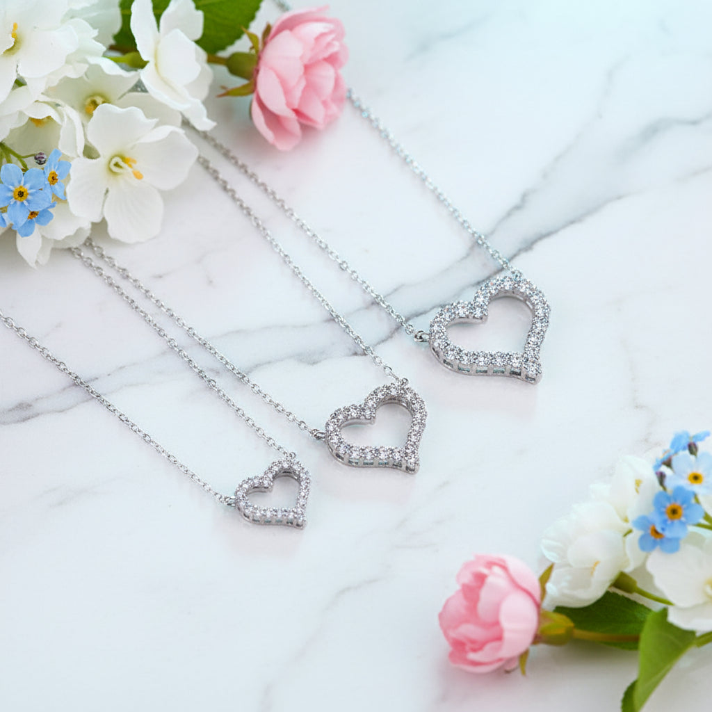French Design 'Heart Of Diamonds' 2 Carat Moissanite Diamond Pendant set in 925 Silver (GRA)