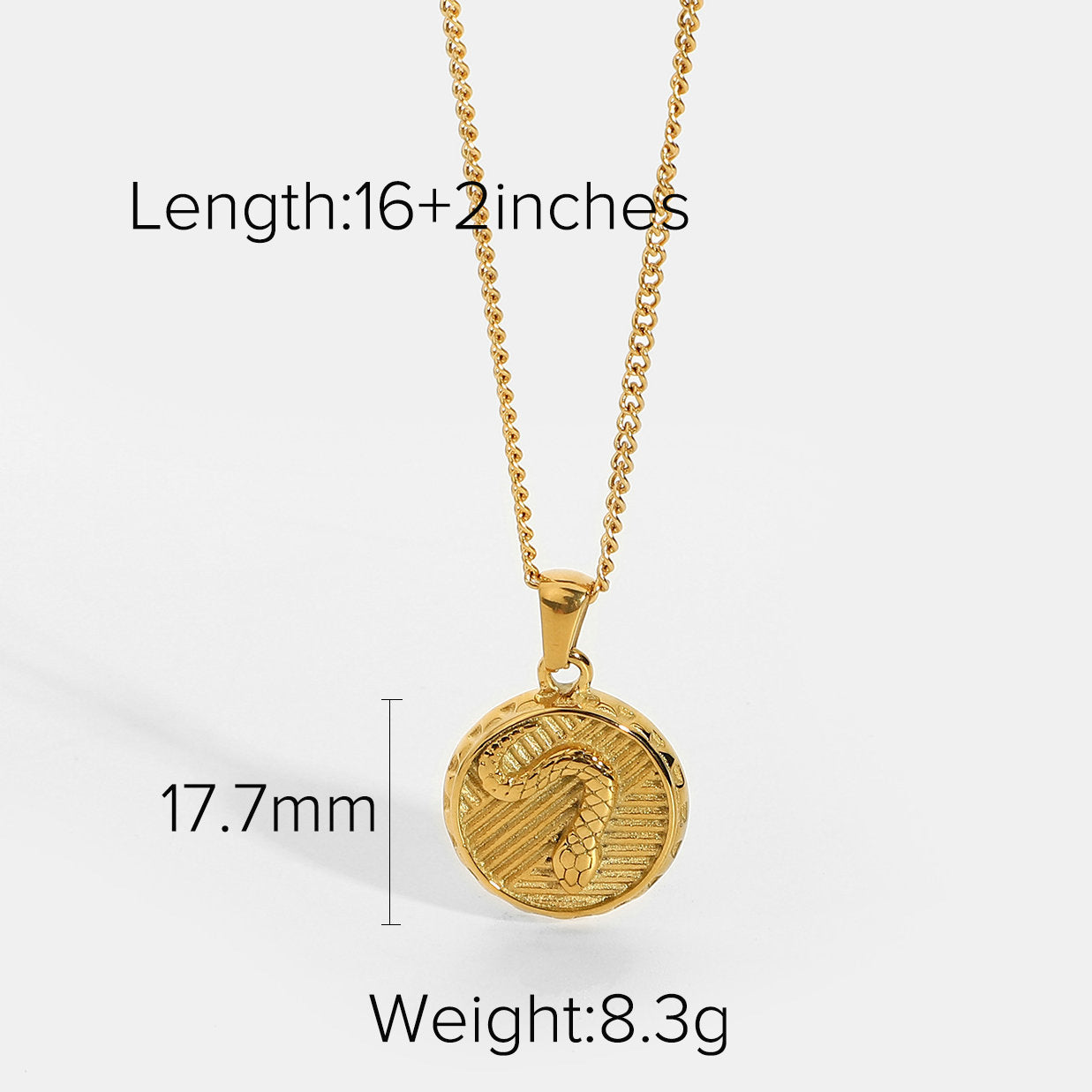 18K Gold Plated Snake Coin Pendant Necklace