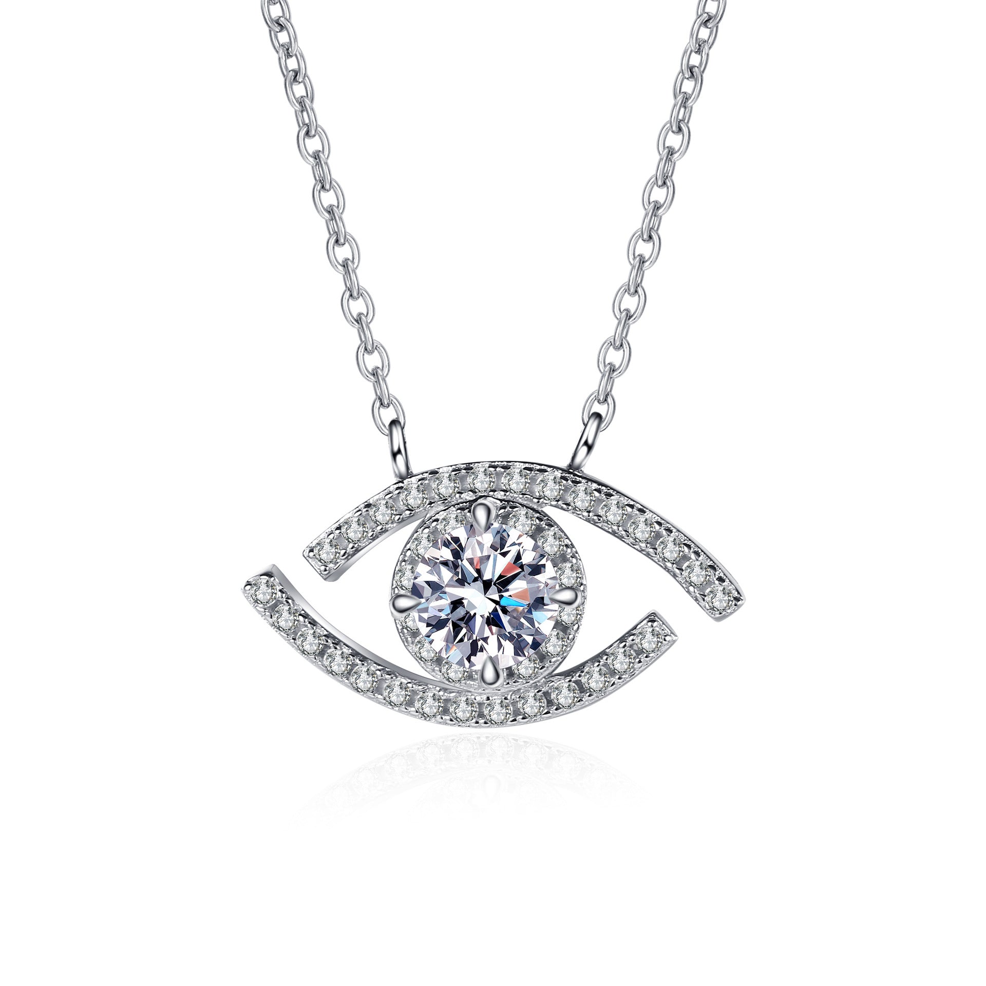 Sparkling Eye Design 0.5 Carat Moissanite Diamond Pendant in 925 Silver Necklace (GRA)