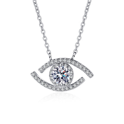 Sparkling Eye Design 0.5 Carat Moissanite Pendant set in Platinum Plated 925 Silver (GRA) Capella Jewellery