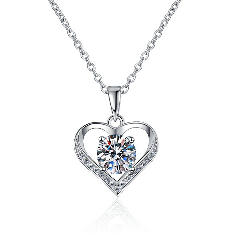 Sparkling Heart 1 Carat Moissanite Diamond Pendent set in 18K Gold Plated 925 Silver (GRA)