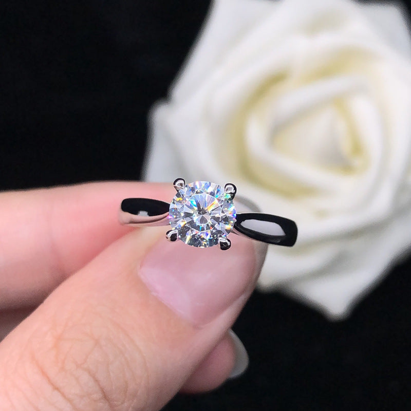 French Four-Claw Solitaire Ring 2 Carat Natural Zircon Gemstone set in Platinum plated 925 Silver Capella Jewellery