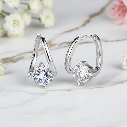 European Silhouette 2 Carat Moissanite Earrings set in 18K White Gold Plated 925 Silver (GRA) Capella Reya pic 4