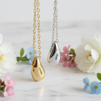 Simple Pear Drop French Design Pendant set in 18K Gold Plated 925 Sterling Silver Necklace Capella Jewellery