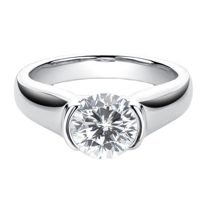 '===========European Elegant Round Solitaire 2 Carat Moissanite Ring set in 18K White Gold Plated 925 Silver (GRA) Capella Jewellery