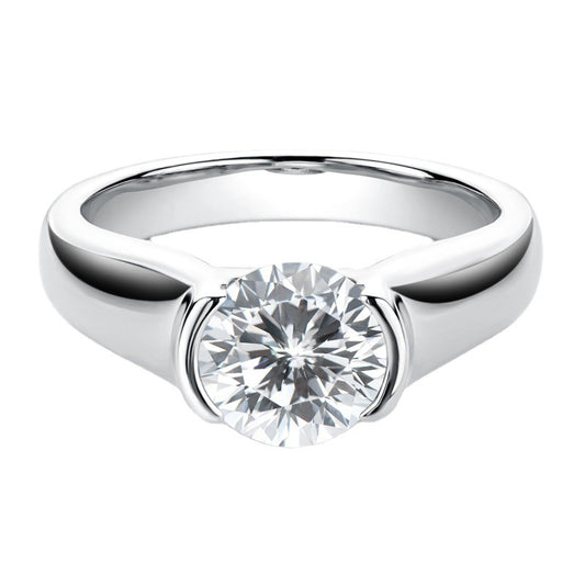 ===========European Elegant Round Solitaire 2 Carat Moissanite Diamond Ring set in 18K White Gold Plated 925 Silver (GRA)