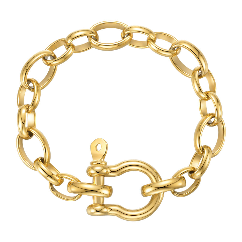 American Design U-shaped Lock Chain Bracelet set in 18K Gold Electroplating