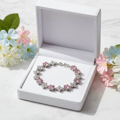 European Stars and Flowers Inlaid Natural Zircon Gemstone Bracelet set in Platinum Plating Capella Jewellery