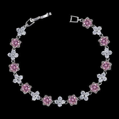 European Stars and Flowers Inlaid Natural Zircon Gemstone Bracelet set in Platinum Plating Capella Jewellery