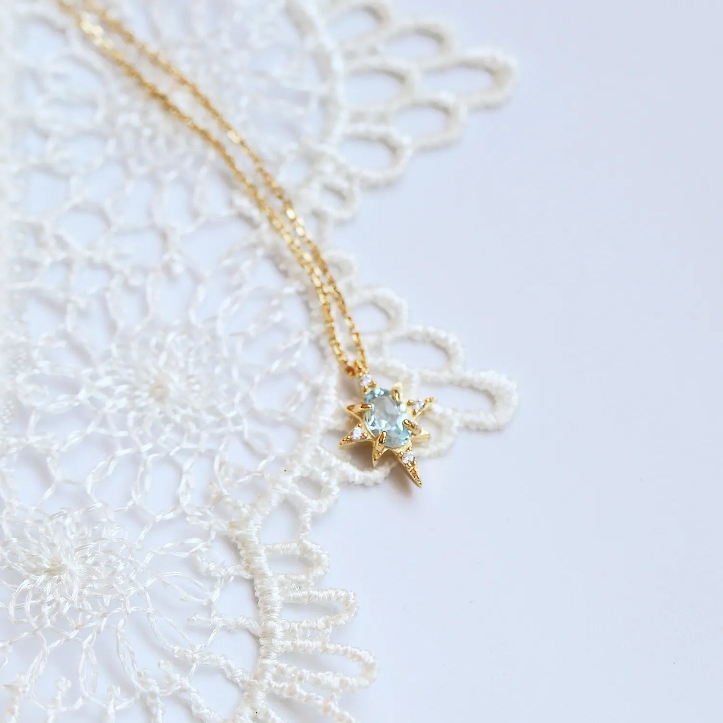 Japanese Natural Turquoise Topaz Gemstone Necklace set in 18K Gold Plated 925 Sterling Silver Capella Jewellery