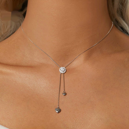 American Hearts Inspired 0.5 Carat Moissanite Pendant set in Platinum Plated 925 Silver (GRA) Capella Jewellery