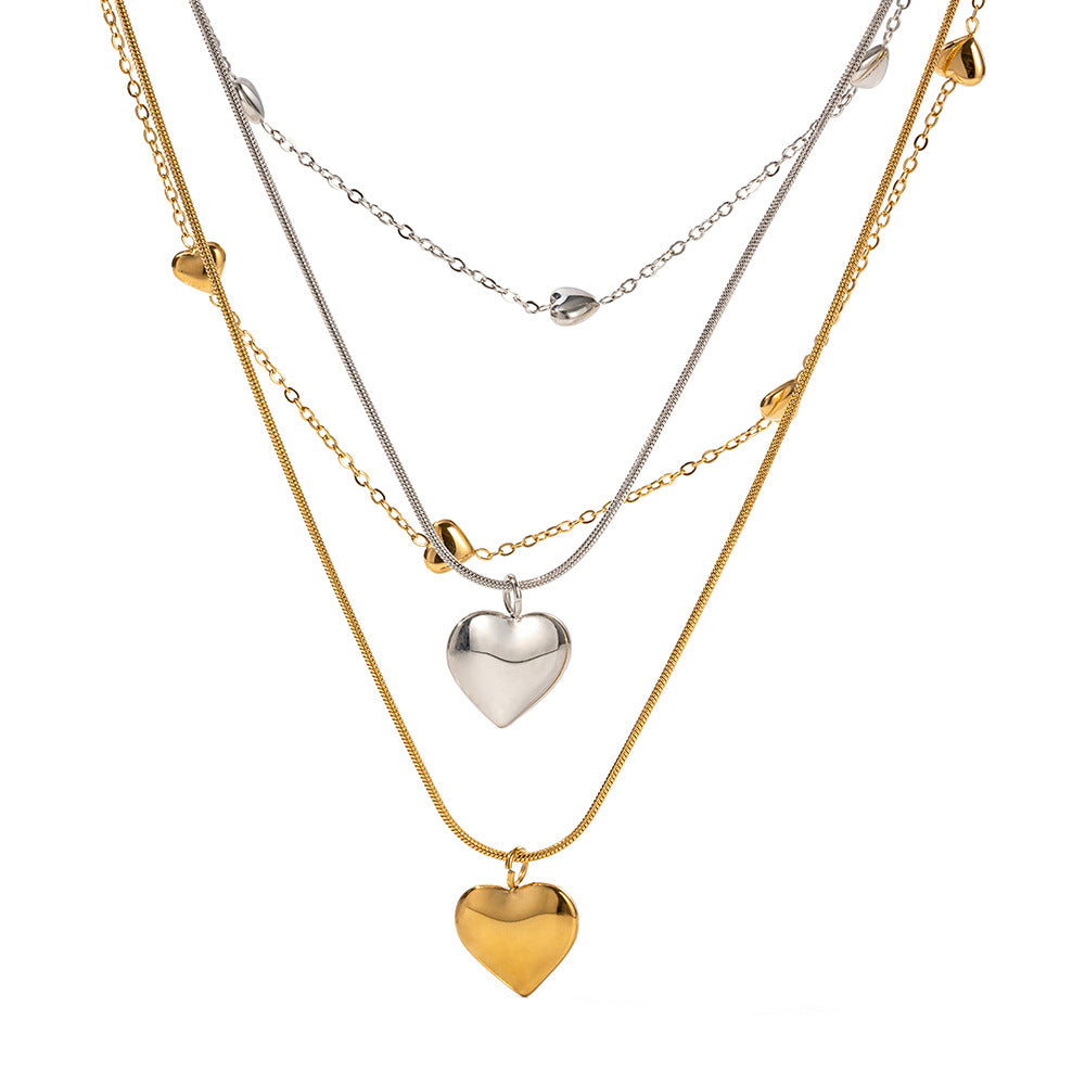 18K Gold Plated Love Double-layer and Collarbone Necklace