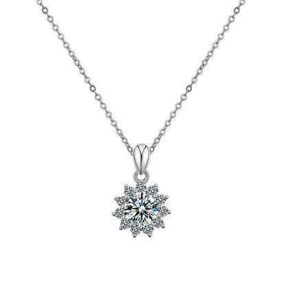 Summer Sunflower 2 Carat Moissanite Pendant set in 18K White Gold Plated 925 Silver (GRA) Capella Jewellery
