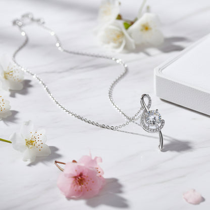 Musical Note Design 2 Carat Moissanite Necklace set in Platinum Plated 925 Silver (GRA) Capella Jewellery